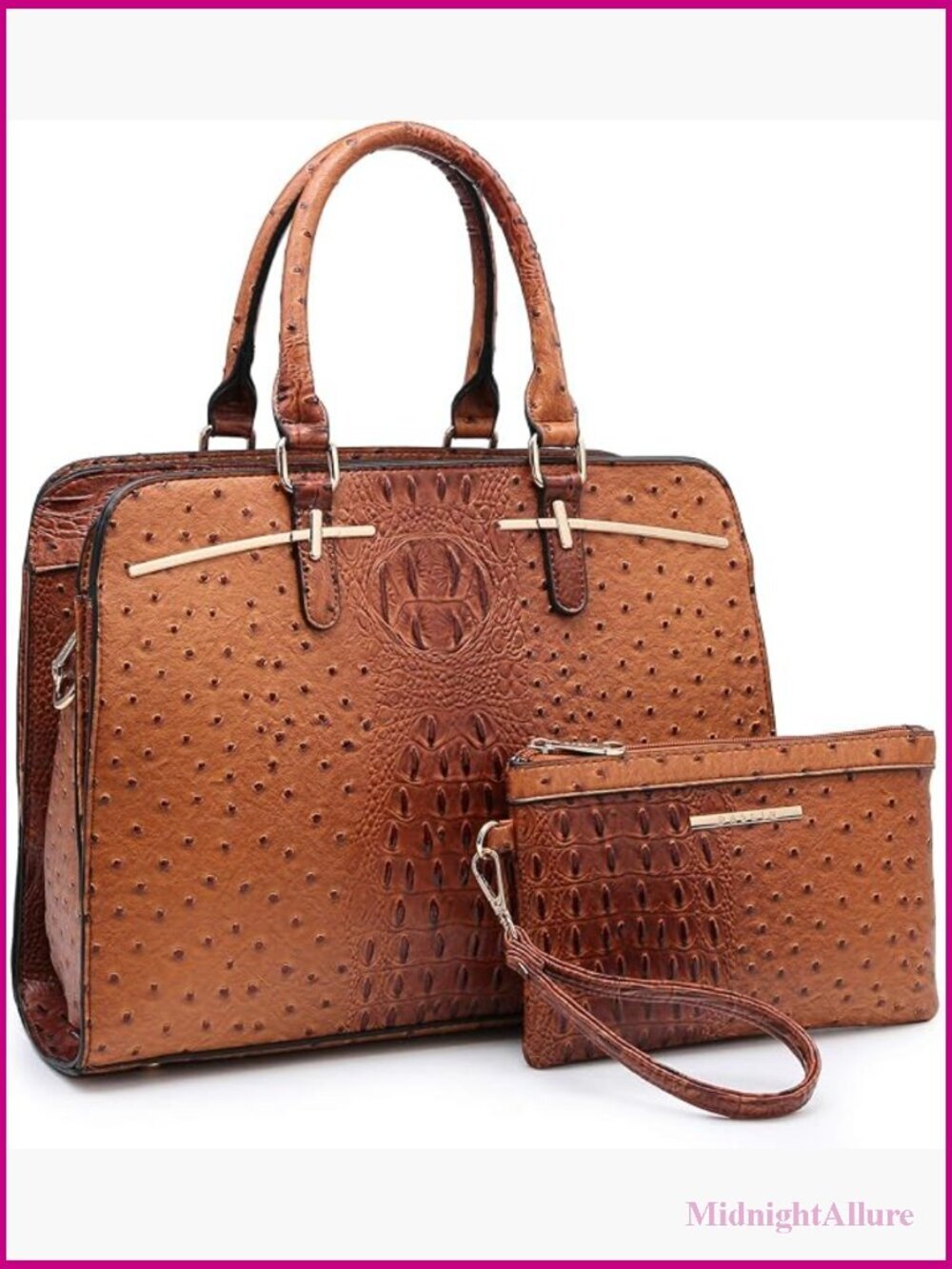 Vegan Leather Satchel Tote Set with 3 Compartments and Shoulder Strap